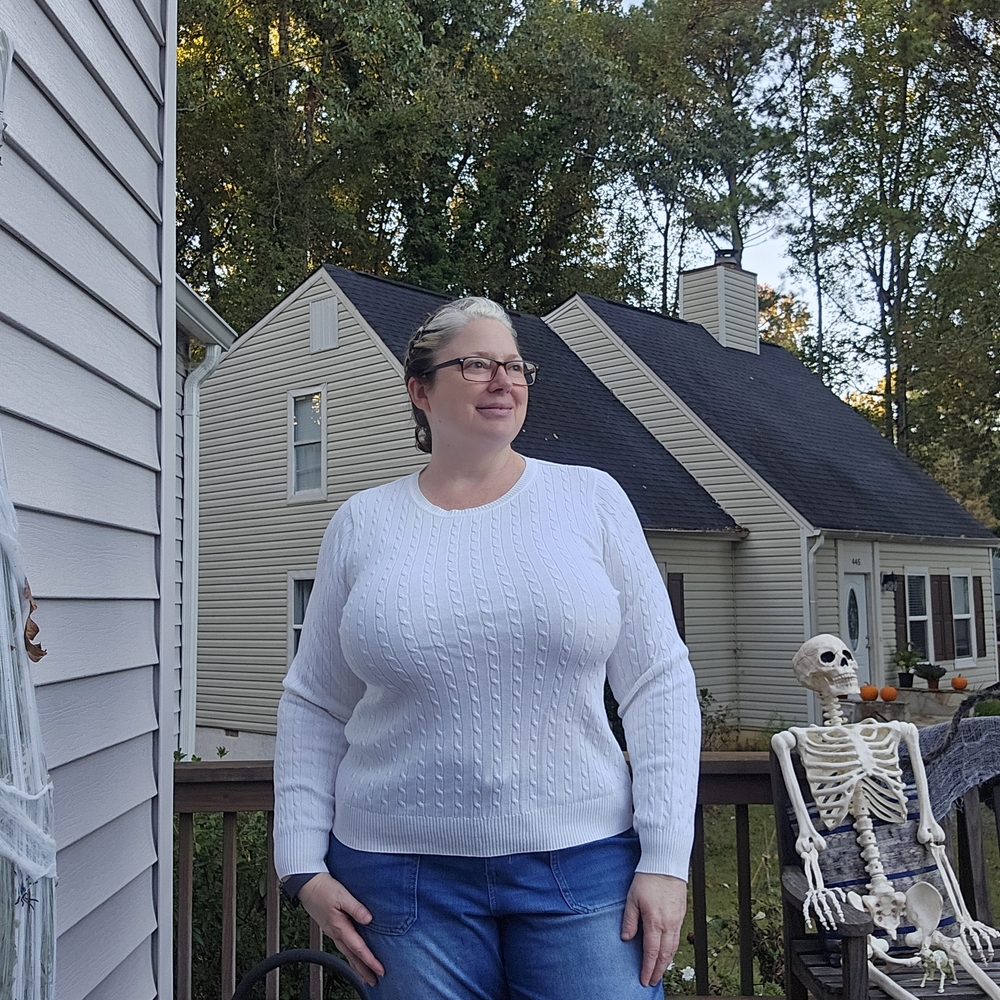 Kim Rogers White Crew Neck Sweater